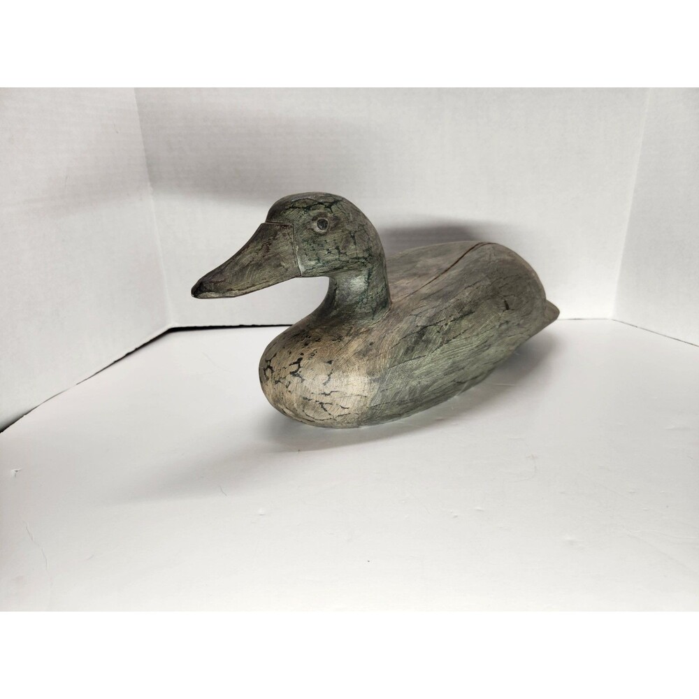 Large 18.5" Vintage Hand Carved Wood Duck Decoy Primitive Folk Art Rustic